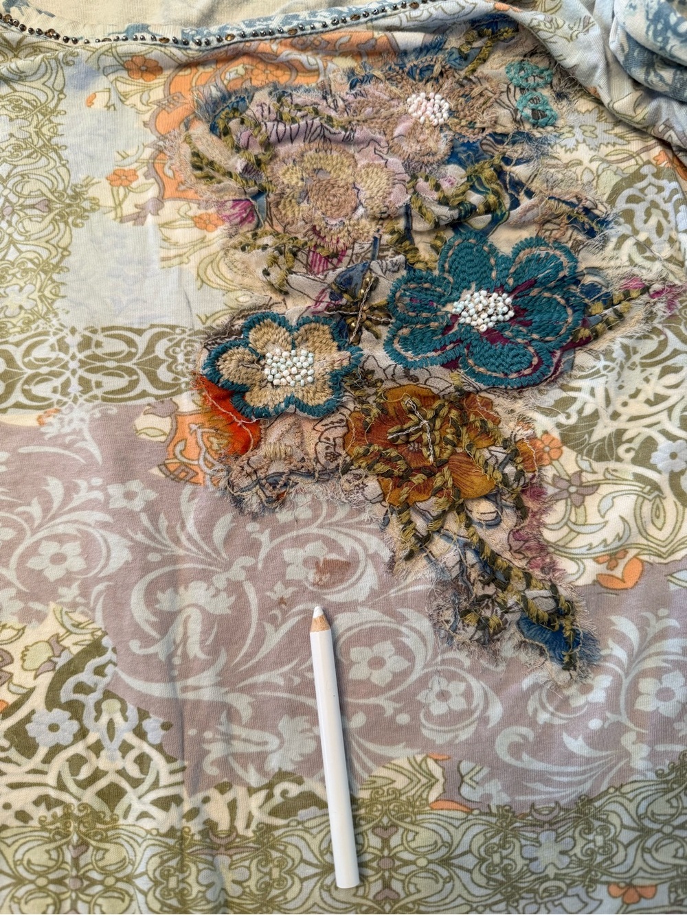 Sundance Multi-Color Floral Patchwork Long-Sleeve Scoop Neck Top - Picture 6 of 6